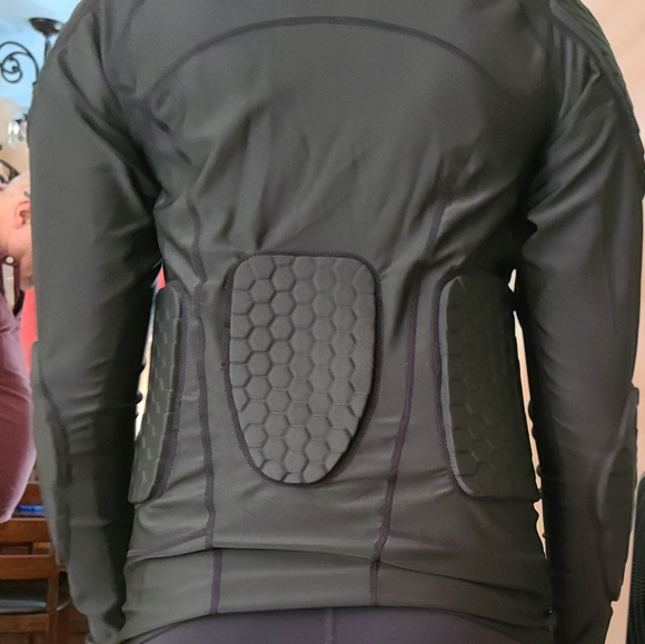Padded Compression Shirt Padded Protective Shirt Rib Shoulder Elbow Back ,M - Picture 2 of 8